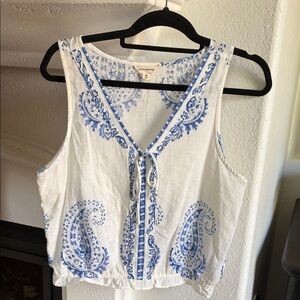 Lucky Brand Blue and White Paisley Blouse